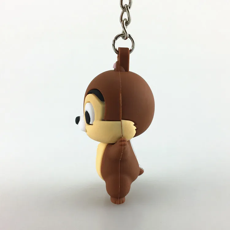 Soft PVC Lovely keychain for kids carton squirrel shape rubber 3D key holder