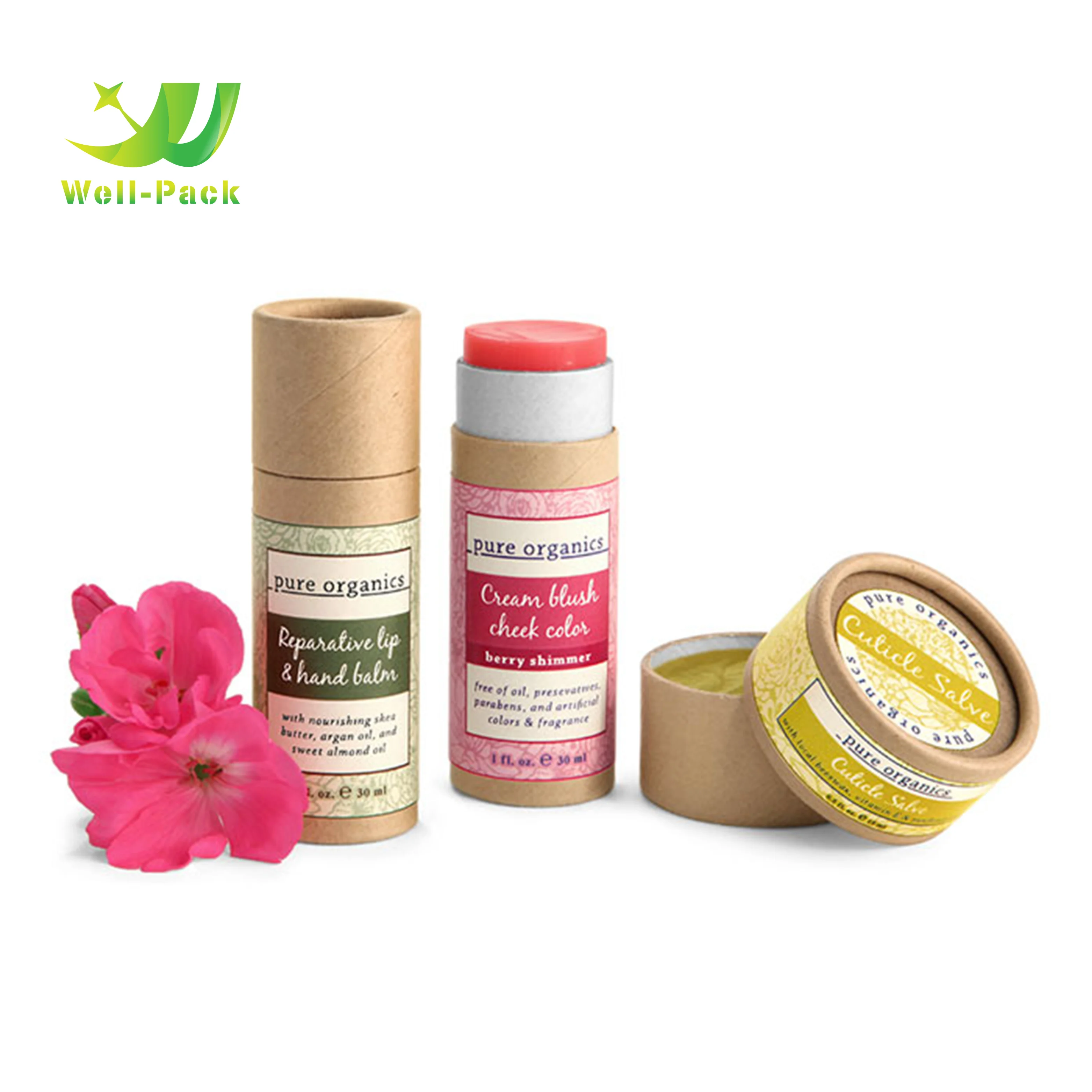 
Eco friendly kraft biodegradable lip balm tubes lipstick push up tube 