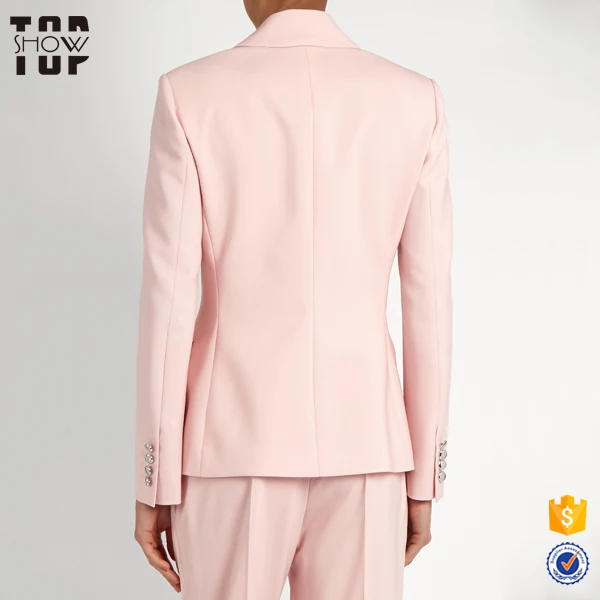 Latest Plain Custom made blazer women pink double breasted ladies blazer