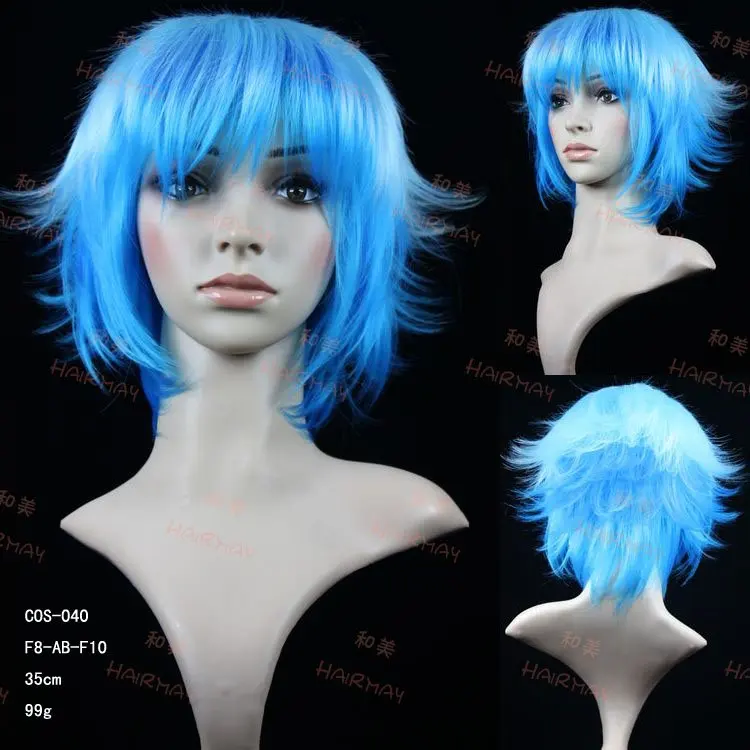 Dark blue anime cosplay party short hair wig for men