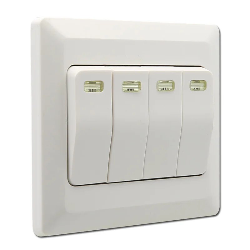 НОВЫЙ ПК пластины 10A 220 В 4 банды переключатель переключатель стены пластины
