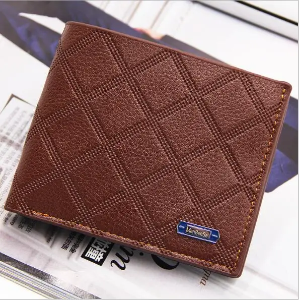 Factory Wholesale Fashion Business PU Leather Men Short Wallet
