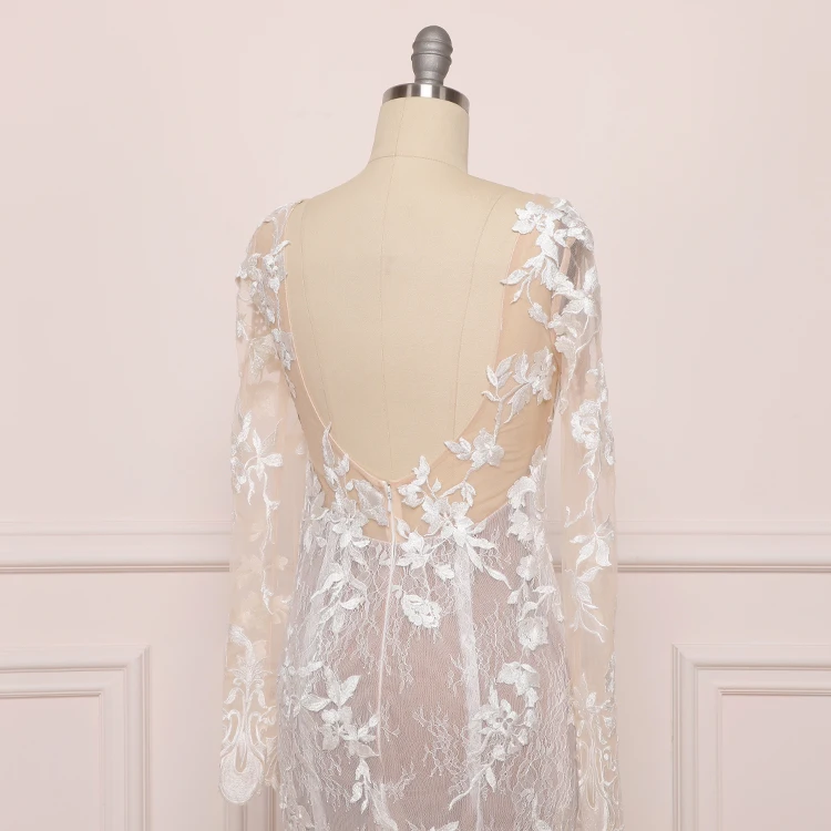 Роскошные кружевные свадебные платья-русалки цвета слоновой кости с длинным рукавом свадебные платья 2019