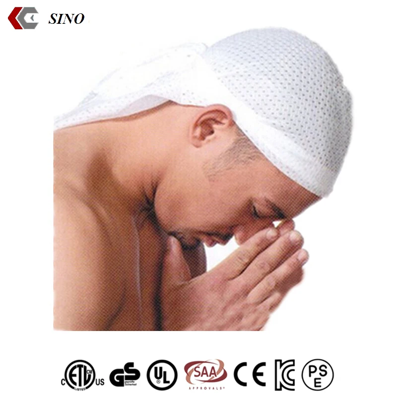 White mesh custom bandana muslim prayer cap breathable material hair net cap wrap scarves du rag for men