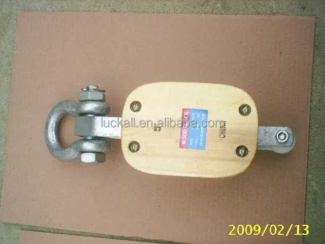 Regular Wooden Block Single Sheave Triple Sheave Double Sheave With SHACKLE PULLEY