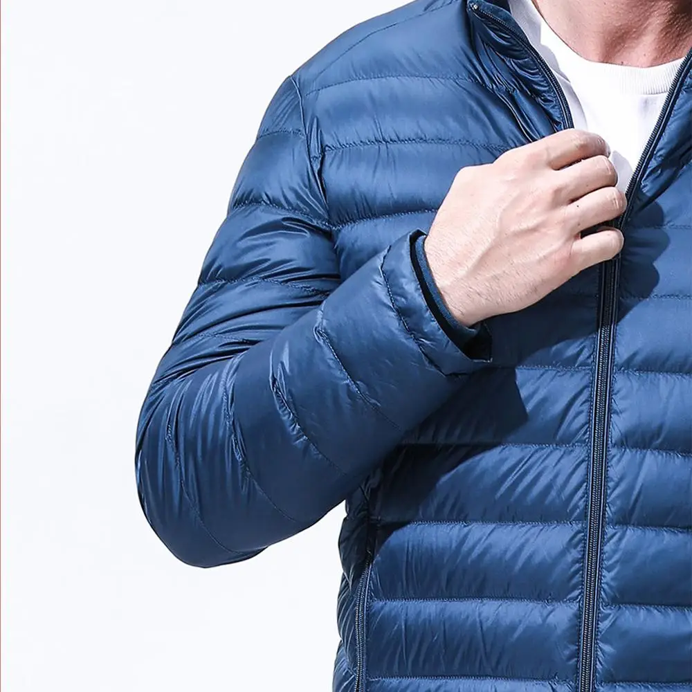 TANBOER blue water proof breathable duck down filling garments light weight winter jacket packabl down coat