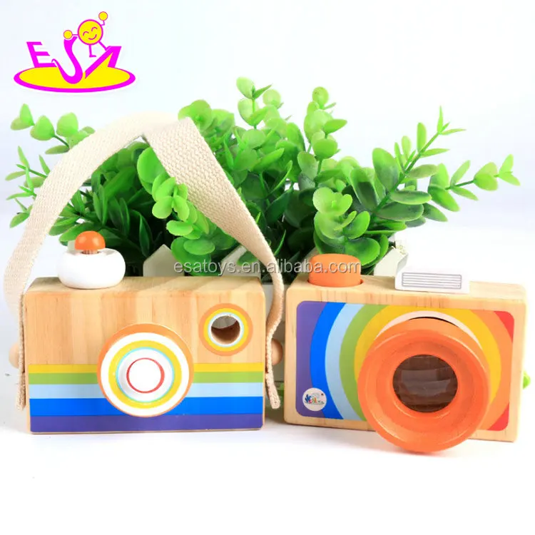 New hottest favorite colorful wooden kids toy camera with kaleidoscope W01A300