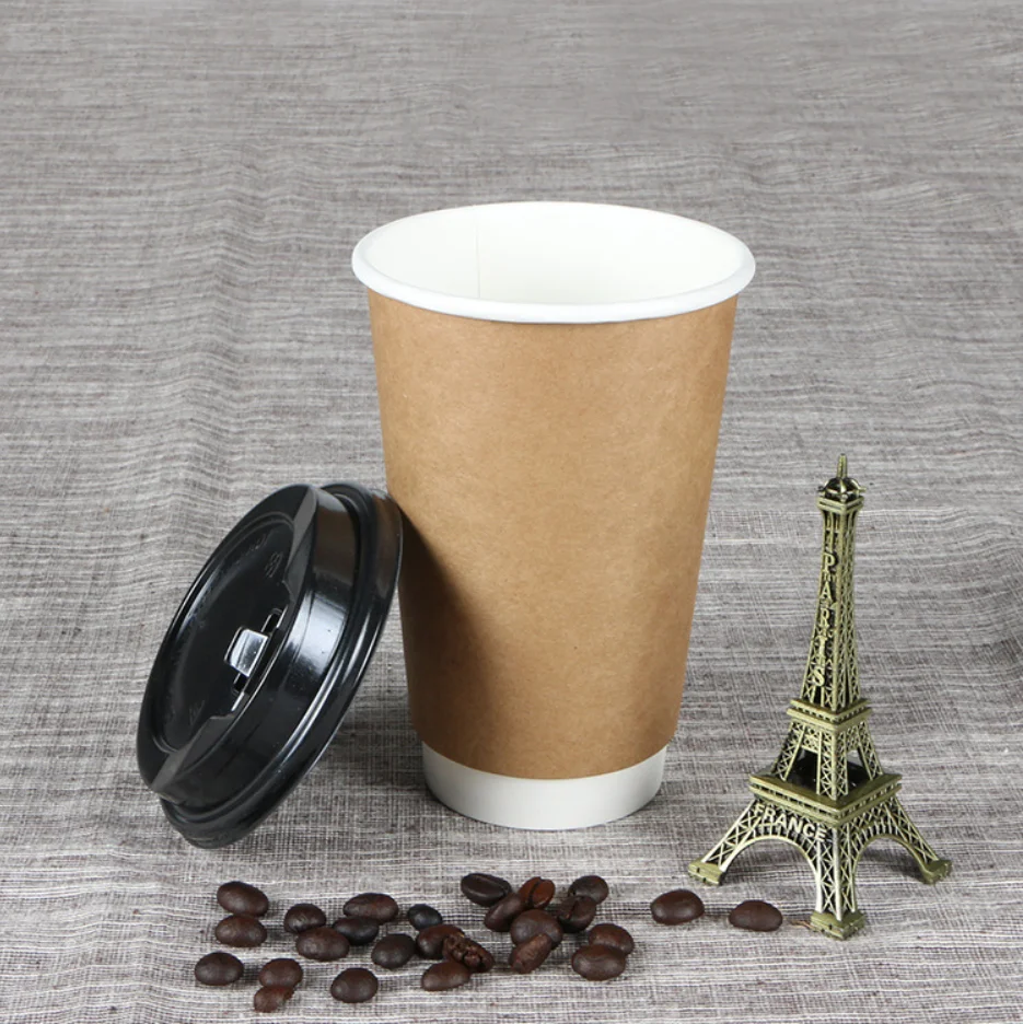 Одноразовые кофейные чашки 8/12/16 унций с двойными стенками бумажные стаканчики DW для напитков