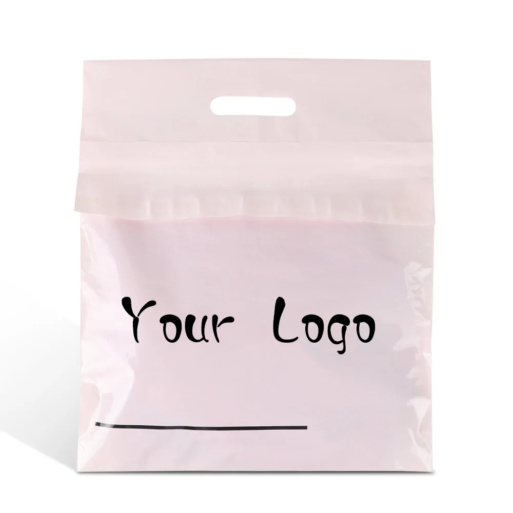 custom logo fashion pink poly mailers courier envelope mailing shipping plastic package bags with handle