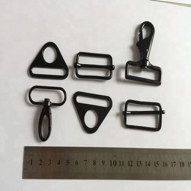 high quality metal 38mm tri glide adjust strap buckle dog swivel snap hook ladder lock slider buckle bag parts