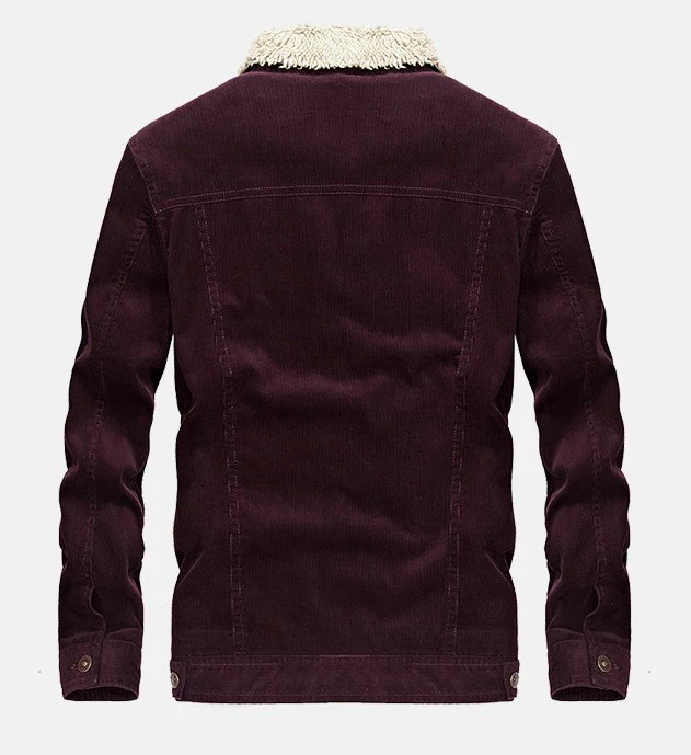 custom corduroy jacket fleece warm with borg collar in wine red