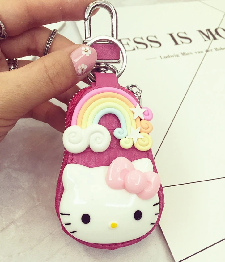 Mcow 30+ Design Low MOQ Factory Price Leather Car Key Case Key Wallet With Kitty Face