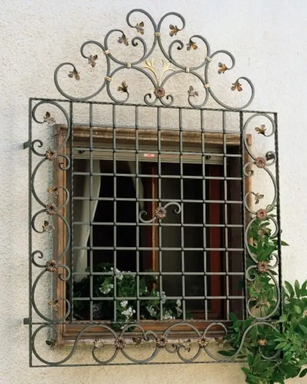 wrought iron window grill design