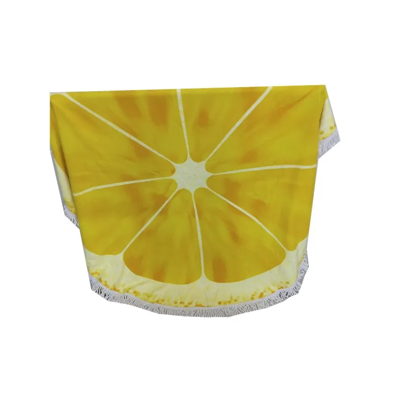 
Microfiber Lemon fruit round beach towel 