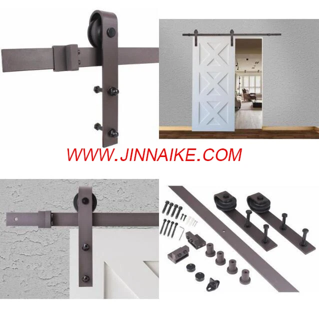 
A set of barn door hardware kits with two sliding door rollers 