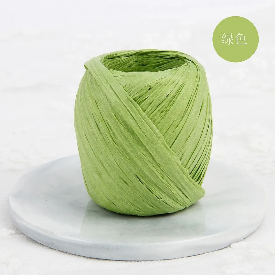 Фабрика из натуральной рафии, оптовая продажа, рулоны, темно-зеленые цветные ПП ленты из рафии для упаковки подарочных коробок, рафия