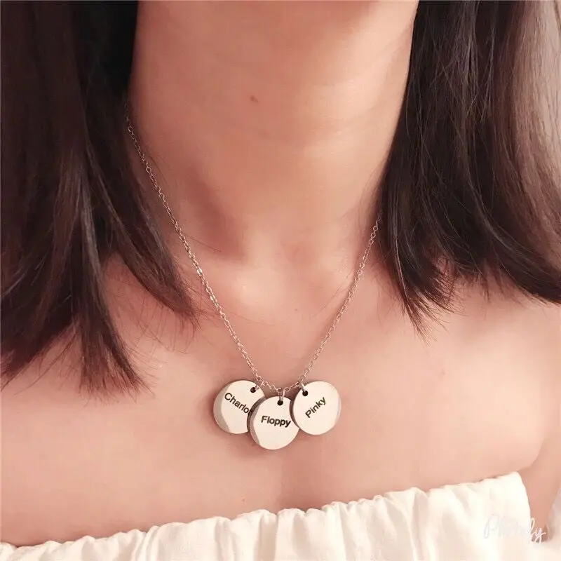 Custom Jewelry Circle Charm  necklace Personalized  pendant Stainless Steel Jewelry  For Men and Women  Necklace