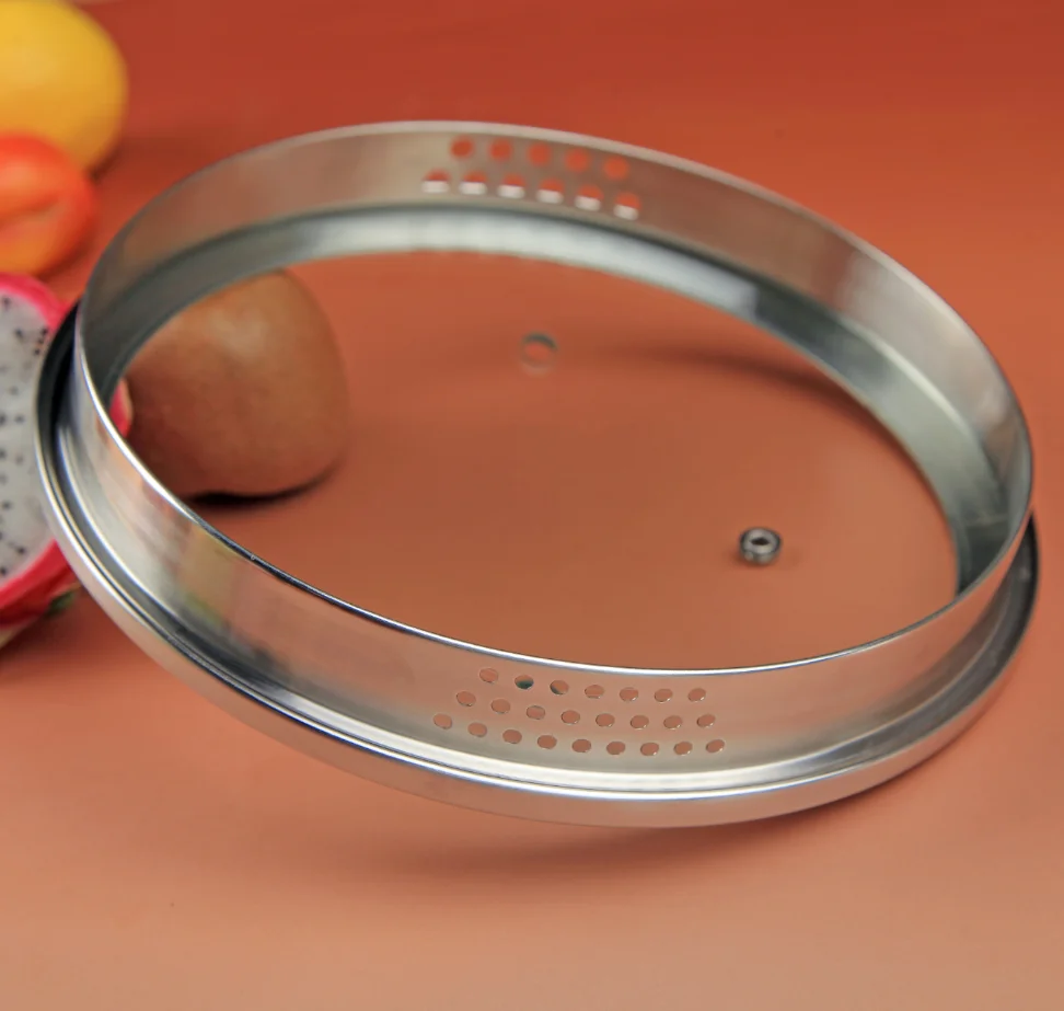 4mm glass 304ss rim L type tempered glass cover glass lid with handle and knob for cookware frying pan pot