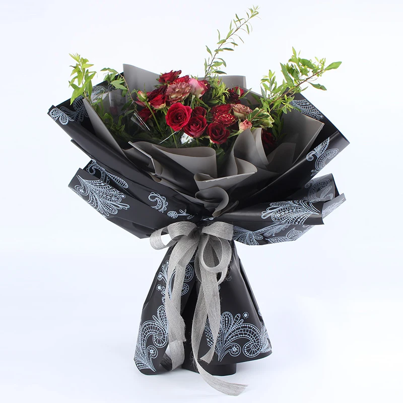 
60*60CM black white red colorful plastic wrapping paper printed flower paper 