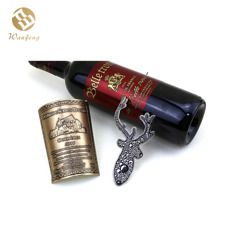 Hight Quality Customized Bottle 3D Metal Embossed Wine Label aluminum labels