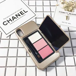 Factory Newest PC+ Silicone Creative Product Cosmetics Palette Phone Case with Makeup Mirror for iPhone X 6S 7 8plus