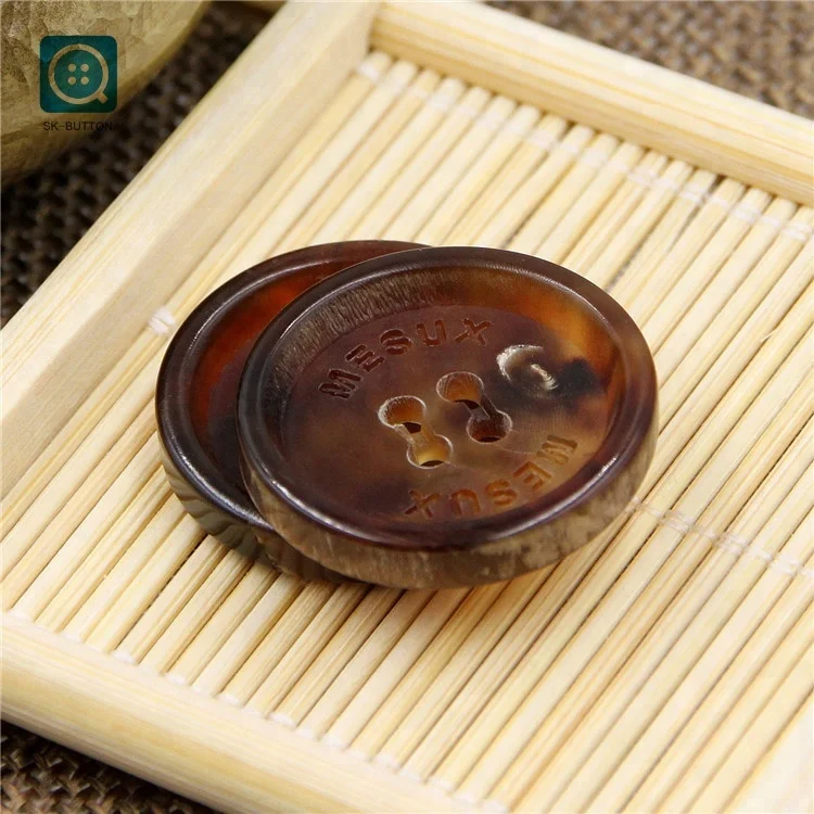 SK 40L 4 Holes Classic Design Real Buffalo Bull Horn Bone Button