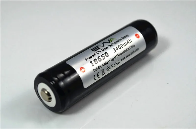 EVVA 18650 3.7V 3400mAh Rechargeable Li-ion High Drain Battery Protected with Three Mosfets