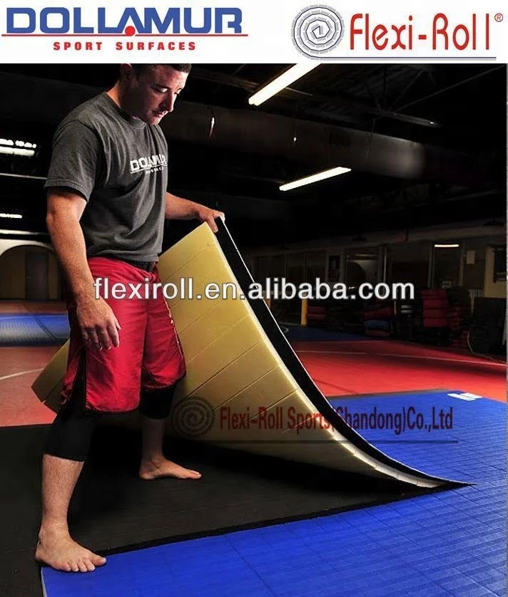 Hot sale Flexi Roll UWW wrestling floor mat/ Dollamur Rolling kickboxing Mat