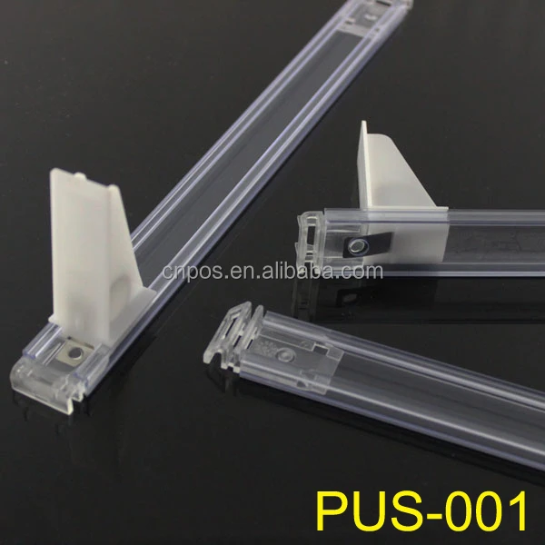 plastic shelf pusher system for market display