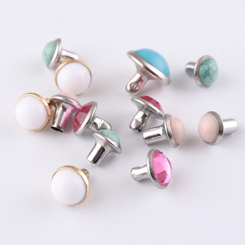 Metal decorative double cap rivet for leather