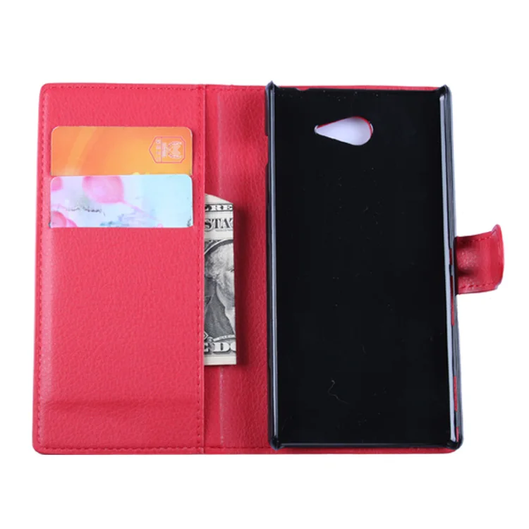 Hot Selling Back Cover For Sony Xperia M2 PU Leather Flip Case Stand Wallet Cases