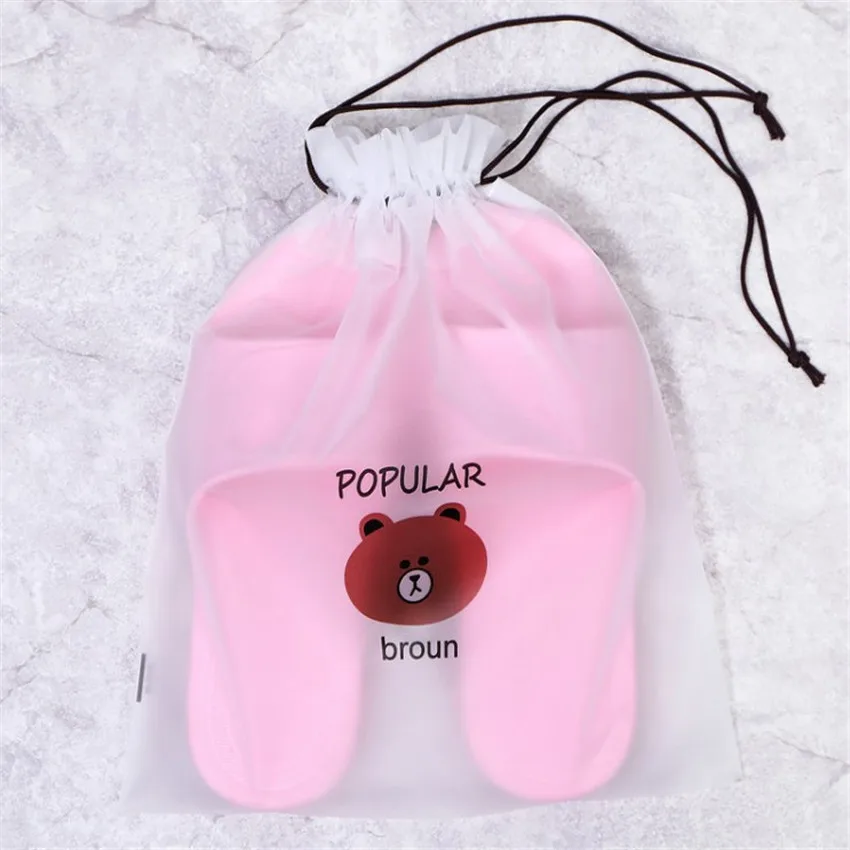 Заводская многоразовая прозрачная сумка из ПВХ на шнурке