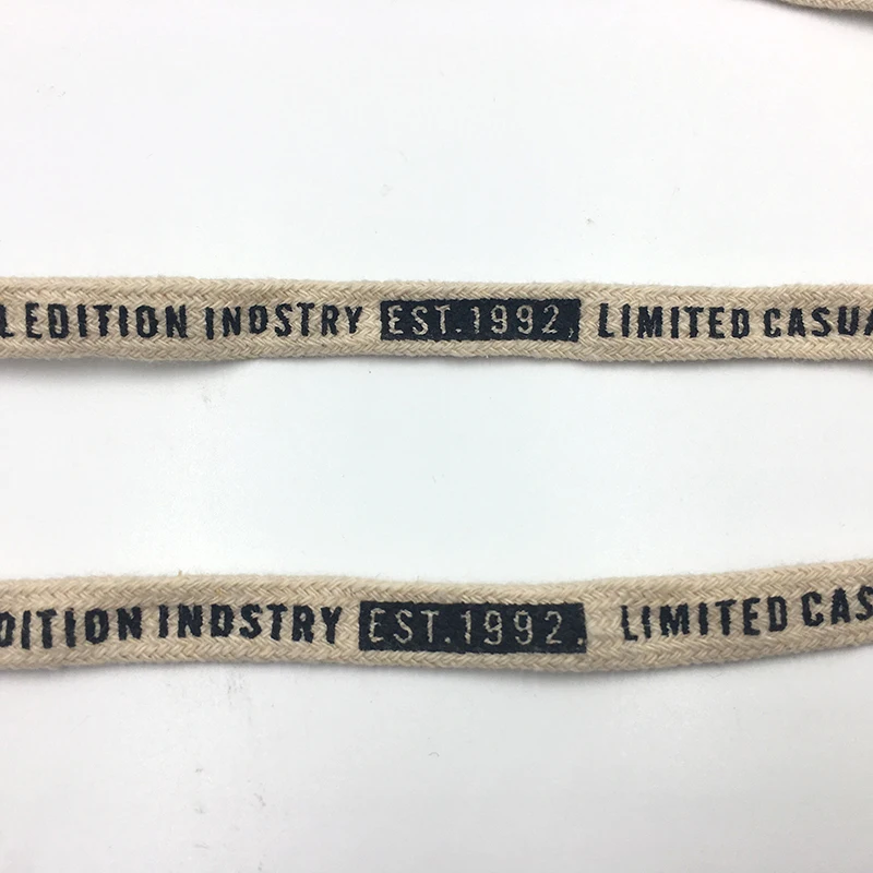 Facotry-customized Printed Flat Cotton Casual Drawstring Cord