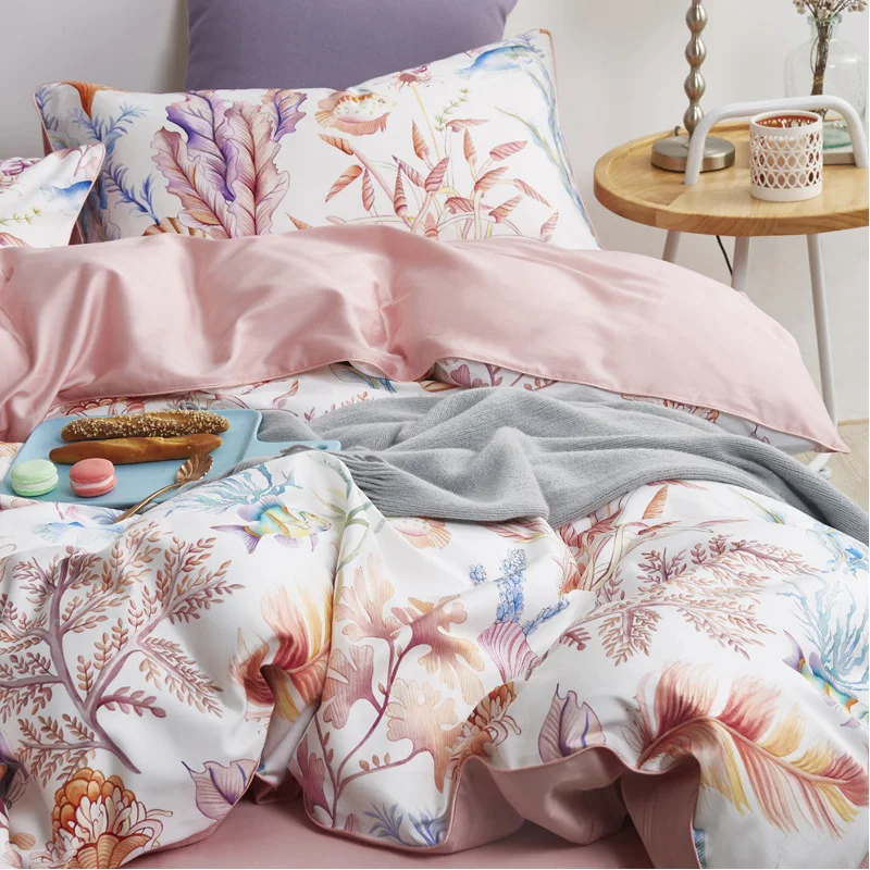 60S combed 100% egyptian cotton luxury home bedding sets 3d digital printed