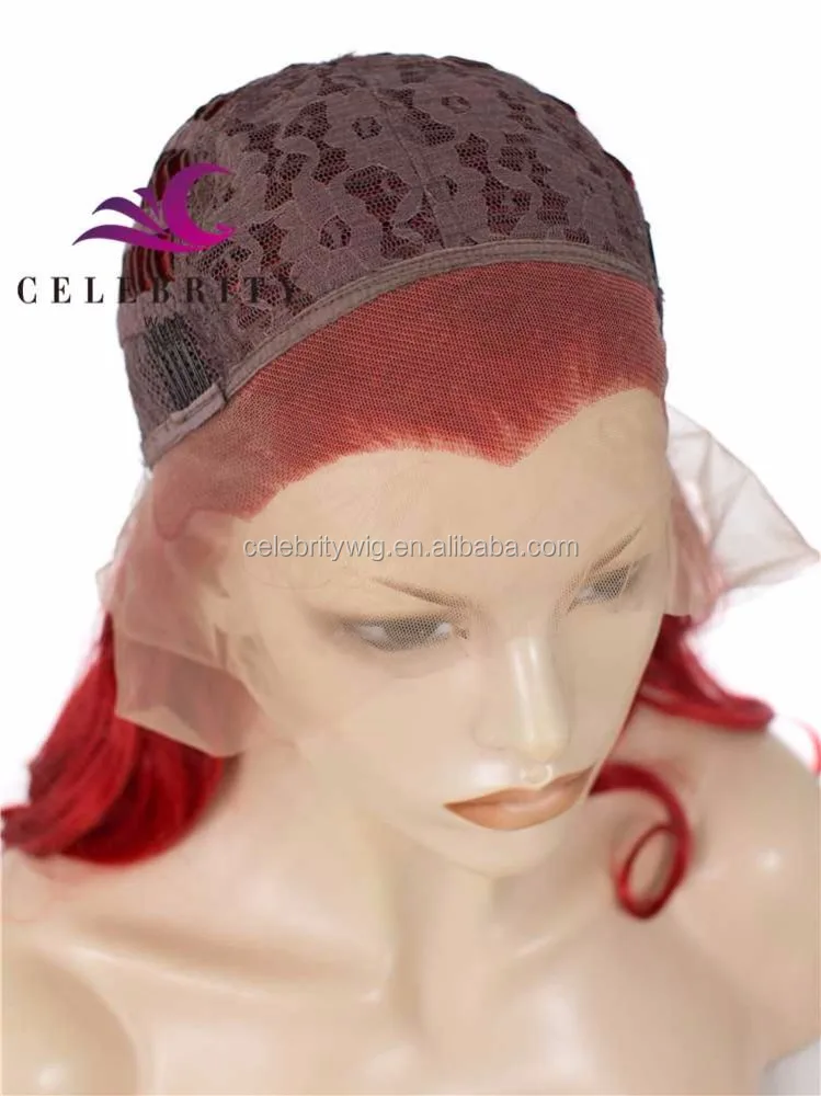 Hot Sale red wig cheap wholesale price manufacture exporters premium synthetic hair lace front wig for white women