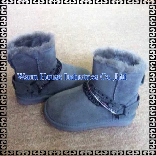 2015 оптовая продажа теплый ботильоны овчины ручной работы обувь