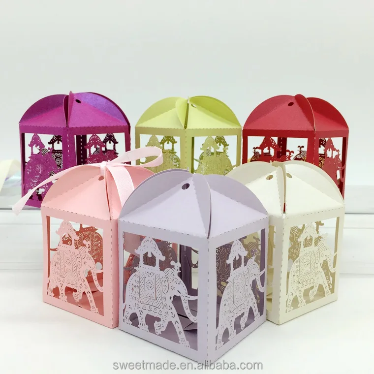 Wholesale factory direct elephant laser cut indian wedding door gift boxes for candles