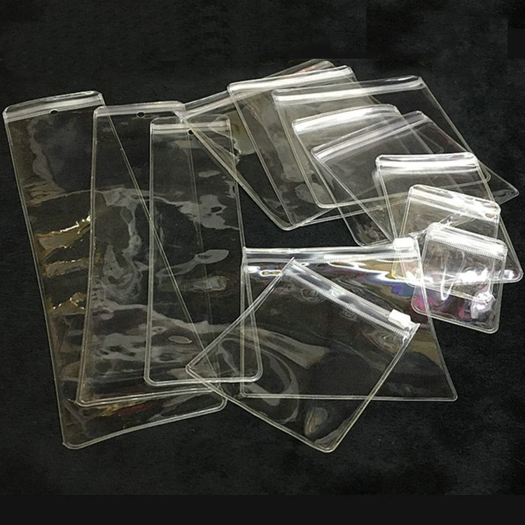 Custom LOGO clear plastic jewelry vinyl zipper pvc pouches bag