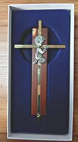 Silver Boy wall Cross Infant Blessing Baby Decor Boy and Girl Cross  Pendant Religious Souvenirs Metal Cross with Keyring