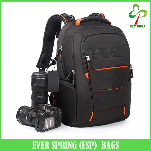 Functional waterproof camera backpack , stylish anti shock and theft dslr camera bag with extra rain cover
