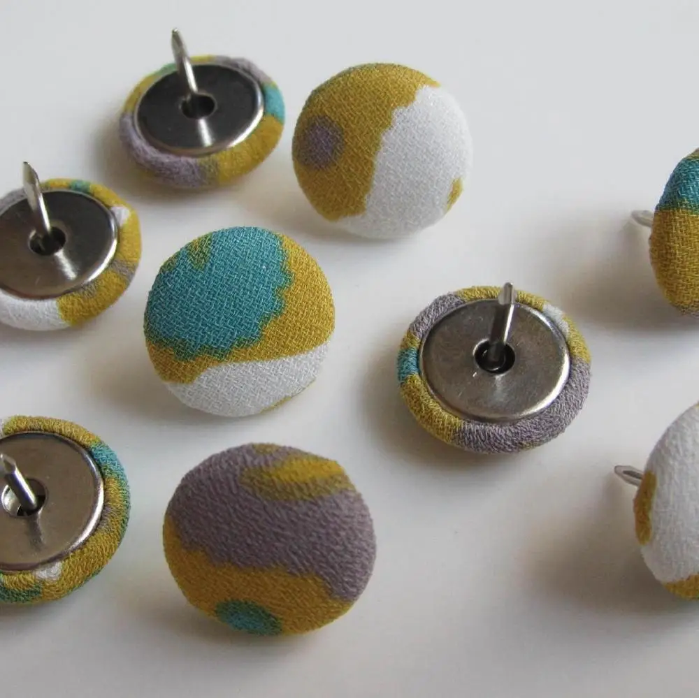12mm DIY pattern cloth thumb tack, office supplies decorative pushpin, fabric pushpin