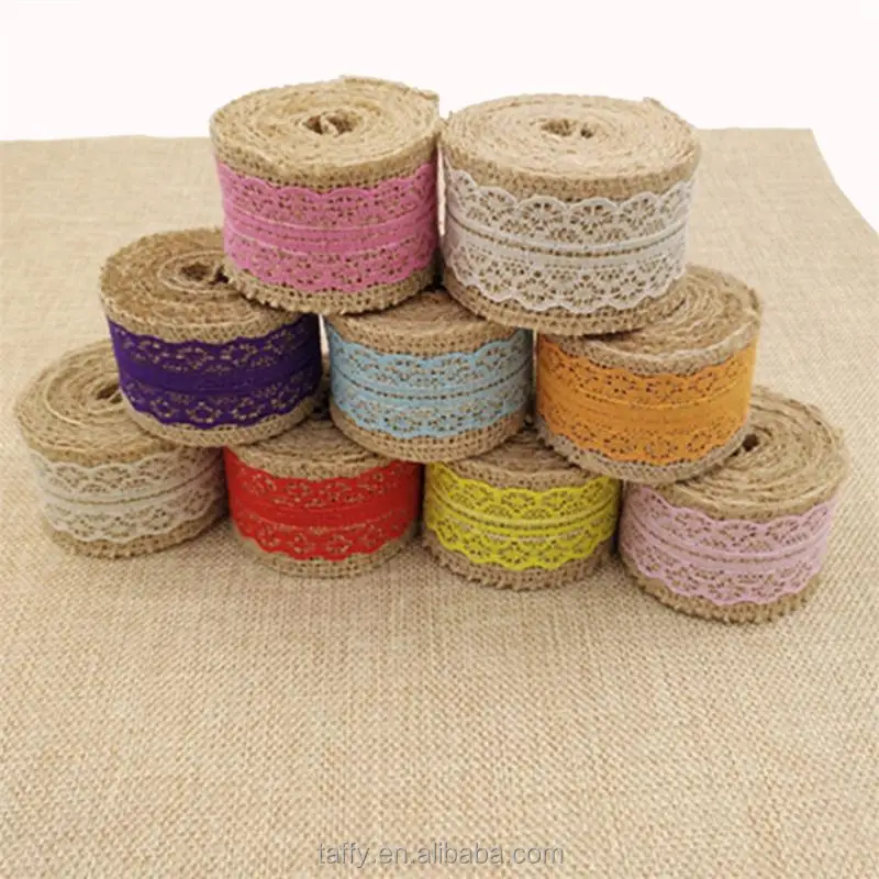 4cm Vintage Wedding Centerpieces Decoration Sisal Lace Trim natural Jute Hessian Rustic Burlap Ribbon
