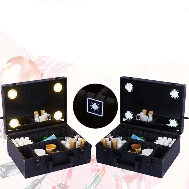 Melason Wholesale  Professional Display Makeup Artist Aluminum Trolley Storage Cosmetic Nail Case