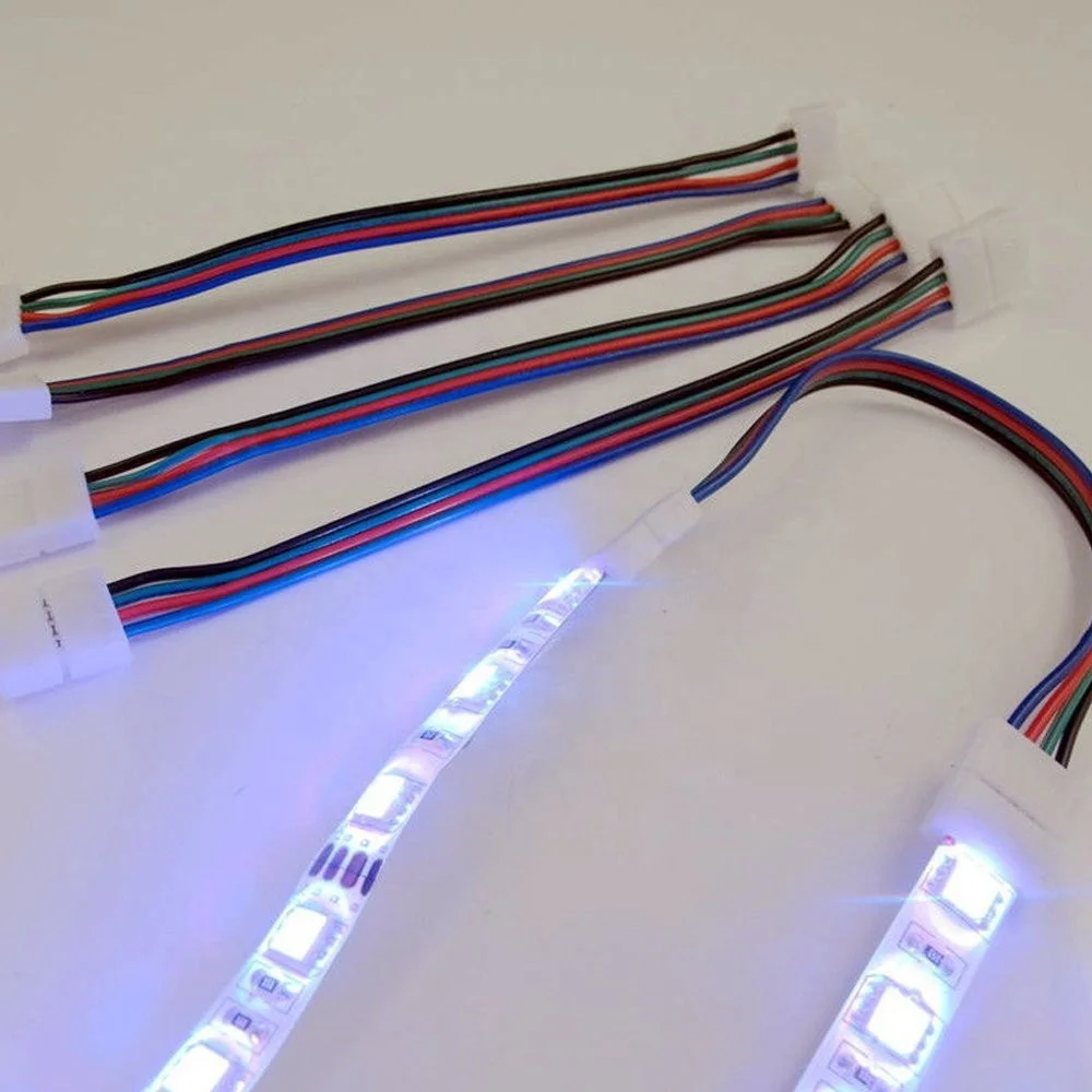 10mm solderless 4 Pin RGB led strip connector 5050 Flexible