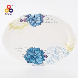 12-14 Inch Porcelain Flower Oval Shaped Dishes Plate Ceramic Fish Plates For Home Hotel Restaurant