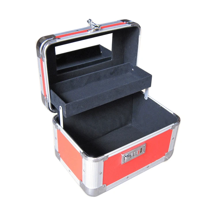 
Red safety lightweight aluminum beauty hard cosmetic case 