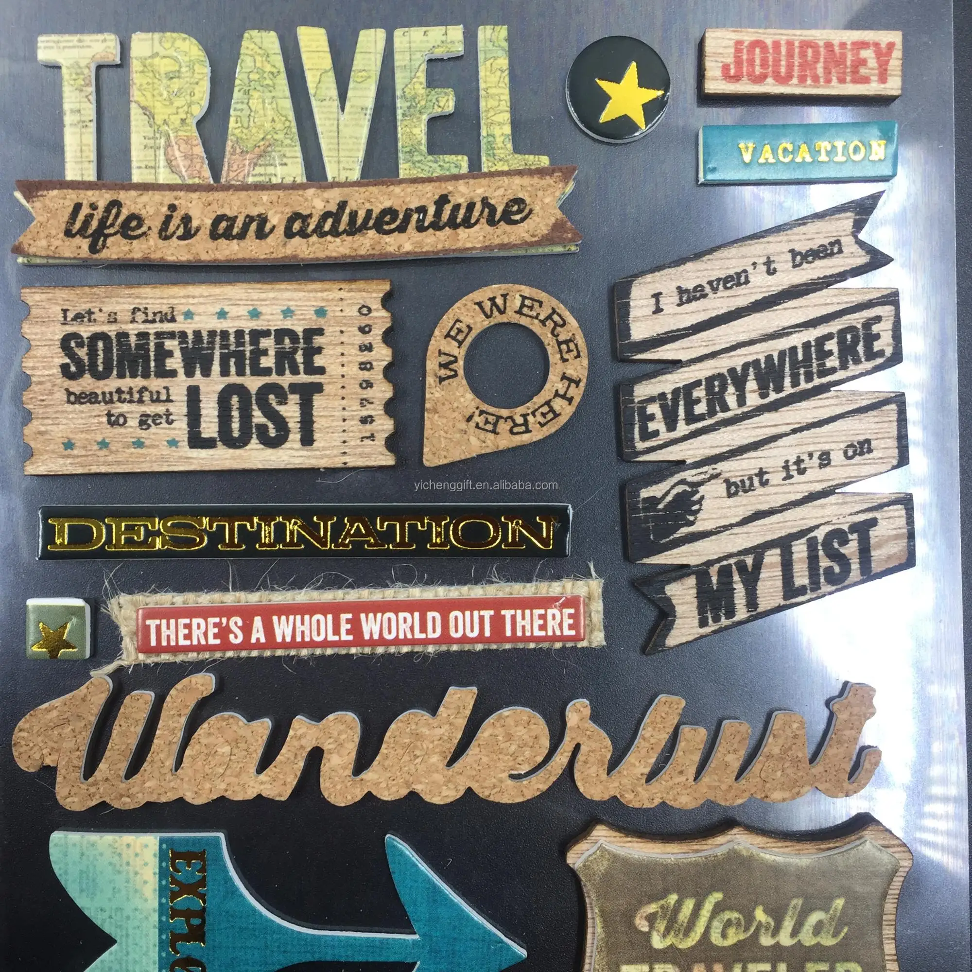 Custom Design Printing Wood Cork Sticker travel sticker