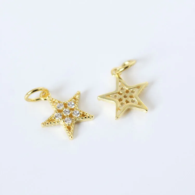 Wholesale jewelry making accessory hollow star shape 925 sterling silver CZ pendant