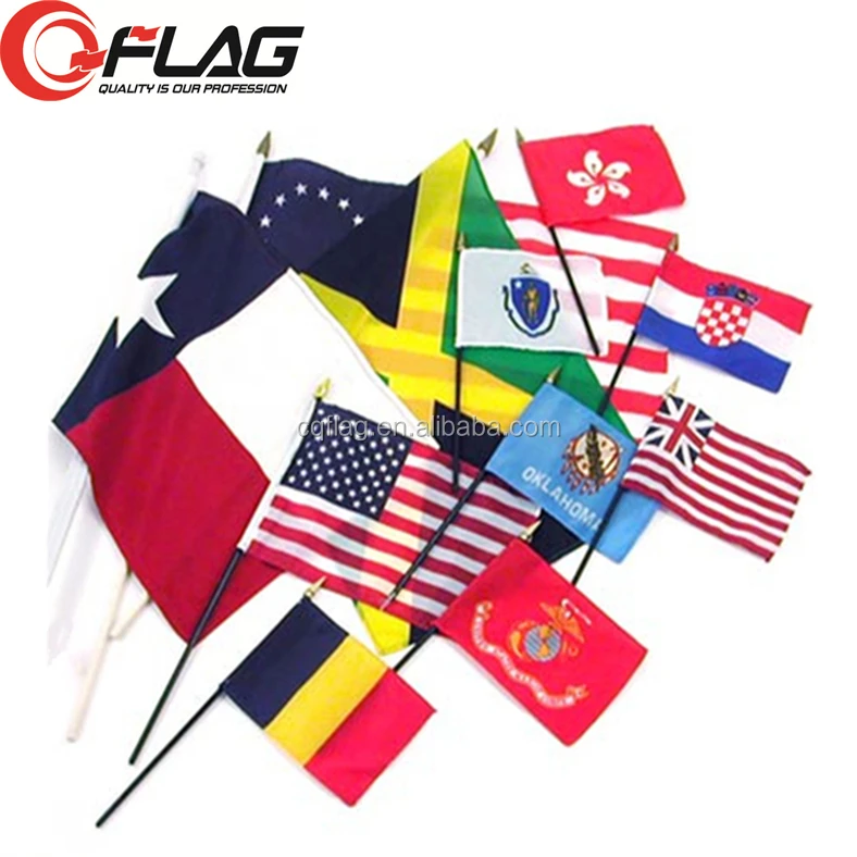  Cheap prices fanflag sports flag race hand with plastic flagpole or