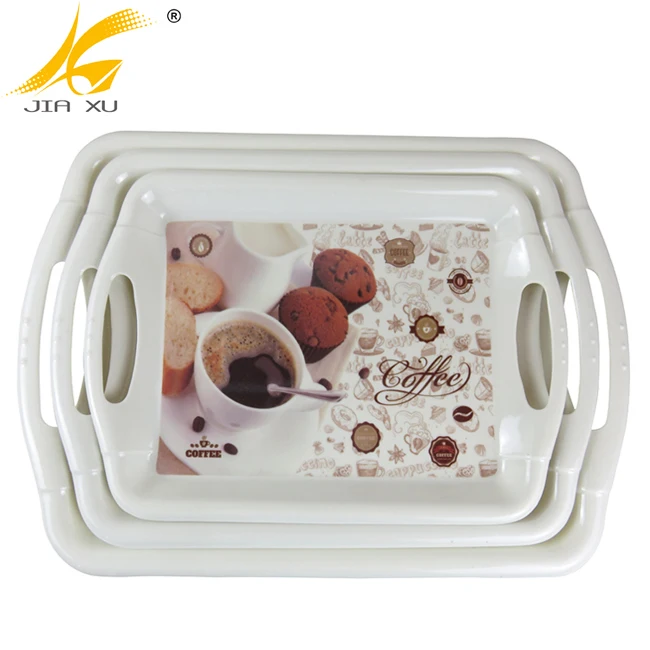 30% melamine tray rectangular handle wavy serving tray